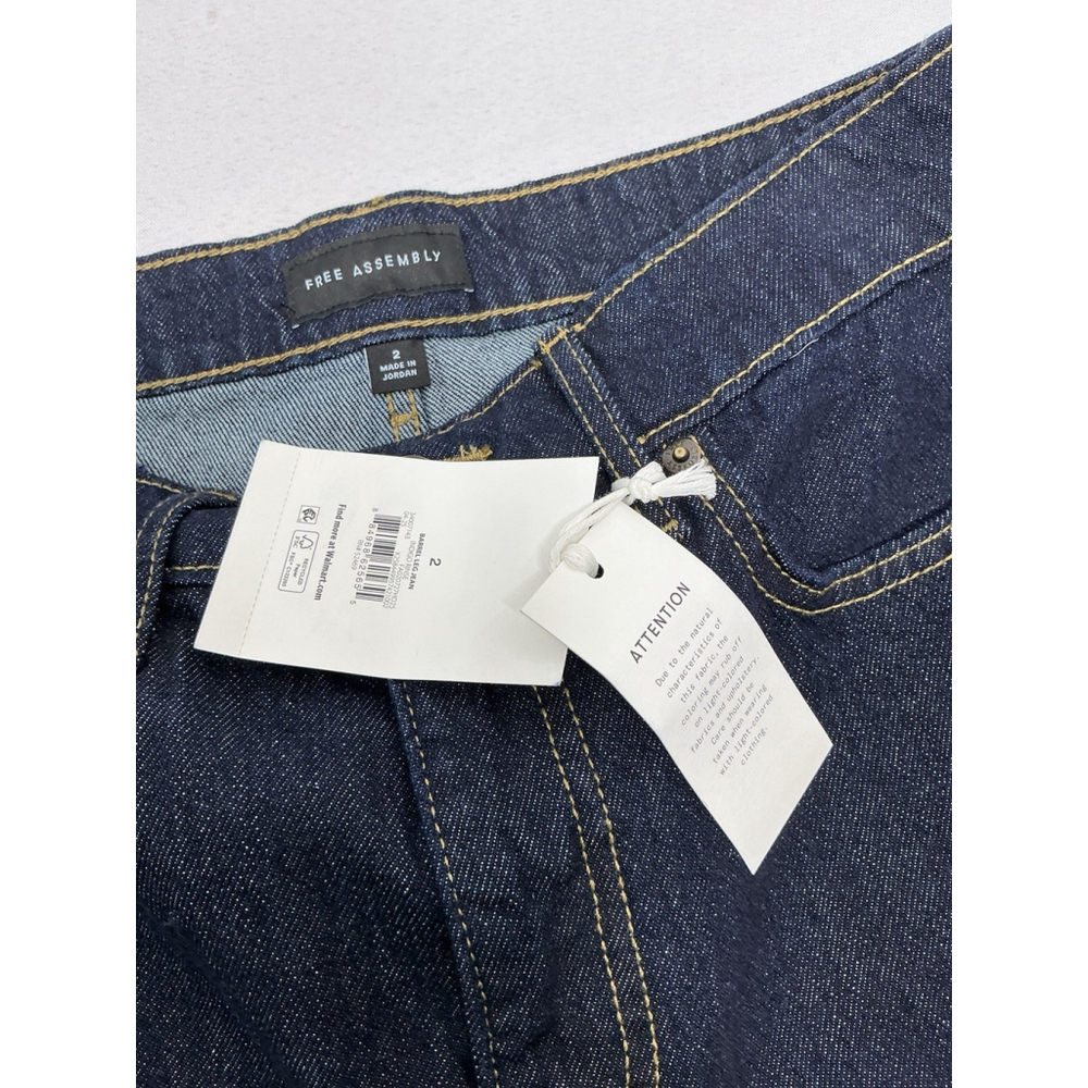 Woman’s NWT Free Assembly Blue Jeans Size 2 Wide Leg - Picture 4 of 7